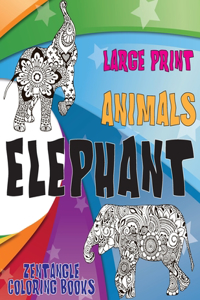 Zentangle Coloring Books - Animals - Large Print - Elephant