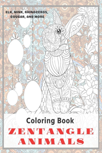 Zentangle Animals - Coloring Book - Elk, Mink, Rhinoceros, Cougar, and more