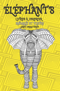 Livres à colorier - Gros caractères - Animaux et fleurs - Éléphants