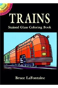 Trains Stained Glass Colouring Book