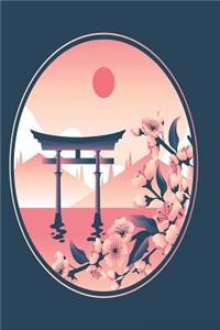 japanese shrine in pink and gold