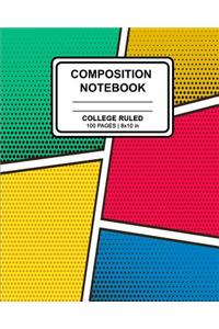 Composition Notebook: Superhero Comic Design (15) Cover Design Ruled Blank Lined Paper Notebook for School, Office, Writing Notes