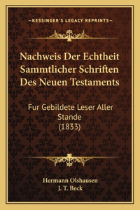Nachweis Der Echtheit Sammtlicher Schriften Des Neuen Testaments