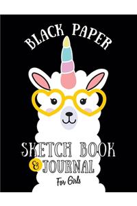 Black Paper Sketch book and Journal For Girls