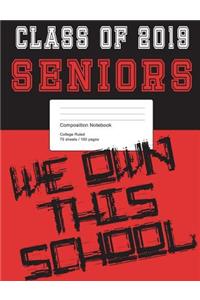 Class of 2019 Red and Black Composition Notebook