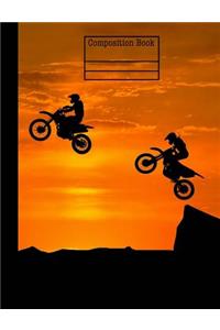 Motocross Sunset Composition Notebook - Wide Ruled
