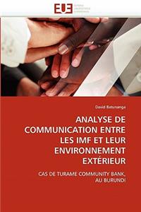 Analyse de Communication Entre Les IMF Et Leur Environnement Ext�rieur