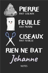 Rien ne bat Jehanne - Notes: Noms Personnalisé Carnet de notes / Journal pour les filles et les femmes. Kawaii Pierre Feuille Ciseaux jeu de mots. Fournitures scolaires, premier