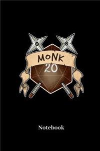 Monk Notebook: Dot Grid Notebook For Fantasy Role Play Game Fans I Boardgame I Tabletop Player I Dungeons I Dragons I Dice Roll I D20 - Diary Sketchbook Gift