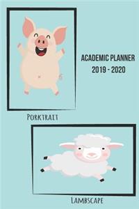 Academic Planner August 2019 to July 2020 Porktrait Lambscape Humour Design