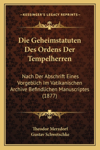 Geheimstatuten Des Ordens Der Tempelherren