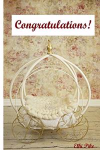 Congratulations! - Baby Girl Carriage Notebook / Extended Lines / Soft Matte