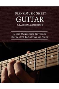 Blank Music Sheet Guitar Classical Notbook