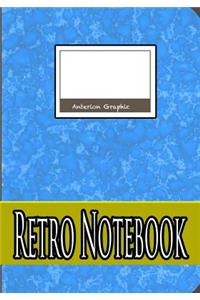 Retro Notebook Blue, Notebook, 7 X 10 Inch 100 Sheet