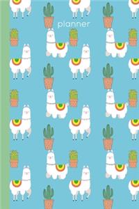 Planner: Simple Undated On-The-Go Weekly Schedule Organizer and Appointment Calendar with Notes Sections - Cactus and Llama Pattern Cover Design in Blue and 