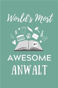 World's Most Awesome Anwalt: A5 Geschenkbuch KARIERT zum Jura Studium - Notizbuch für Rechts-studenten Anwälte Jurist - witziger Spruch zum Abitur - Studienbeginn - Erstes Semes