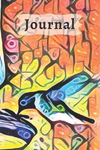 Modern Colorful Orange Yellow Blue Teal & Green Hummingbird Diary Pretty Journal for Daily Thoughts