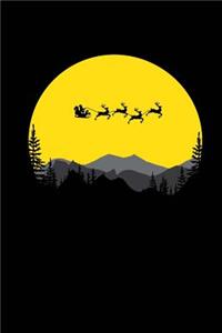 Santa Claus in His Sleigh with Reindeer Against the Moon Christmas Journal