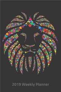 Plan on It 2019 Weekly Calendar Planner - Kaleidoscope Rainbow Lion