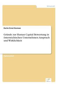 Gründe zur Human Capital Bewertung in österreichischen Unternehmen