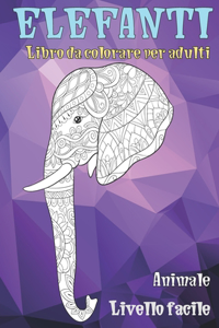 Libro da colorare per adulti - Livello facile - Animale - Elefanti