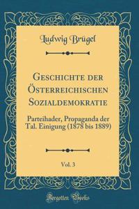 Geschichte Der ï¿½sterreichischen Sozialdemokratie, Vol. 3: Parteihader, Propaganda Der Tal. Einigung (1878 Bis 1889) (Classic Reprint)