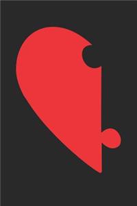 Valentine's Day Notebook - Cute Left Half Heart Puzzle Valentine's Day - Valentine's Day Journal