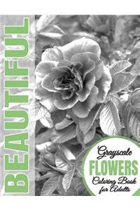 Beautiful Grayscale Flowers Adult Coloring Book
