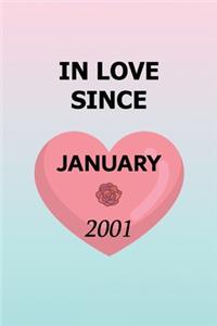 In Love Since January 2001: Lined Notebook and Memory Journal for Couples