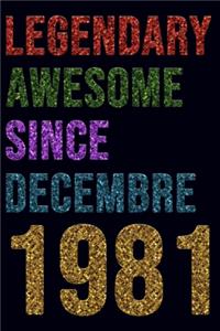 Legendary Since December 1981 Notebook Birthday Gift