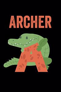 Archer: Journal (Diary, Notebook) Personalized Custom Name Alphabet Alligator Birthday Gift for Boys