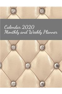 Calendar 2020 Monthly and Weekly Planner. With 12 Month and 52 Week Planner and Notebook. Diary / Log / Journal for 2020 - Classy Bright Gold Cover with 3D illusion effect