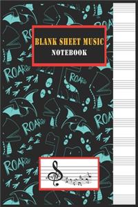 Dinosaur Blank Sheet Music Notebook, Blank Music Sheet Notebook, 6x9