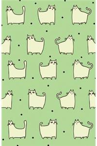 Journal Notebook For Cat Lovers - Funny Cat Pattern In Green