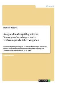Analyse der Abzugsfähigkeit von Vorsorgeaufwendungen unter verfassungsrechtlichen Vorgaben