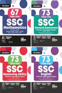 Combo (set of 4 Books) 73 Topic-wise SSC Mathematics, English, Reasoning Ability & General Awareness Previous Year Solved Papers (2010 - 2024) - CGL (Tier I & II), CHSL (Tier I & II), 6th Edition