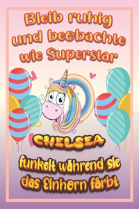 Bleib ruhig und beobachte wie Superstar Chelsea funkelt während sie das Einhorn färbt
