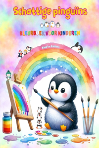 Schattige pinguïns - Kleurboek voor kinderen - Creatieve en grappige scènes van lachende pinguïns