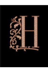 H. Monogram Initial H Notebook. Blank Lined College Ruled Notebook Journal Planner Diary.