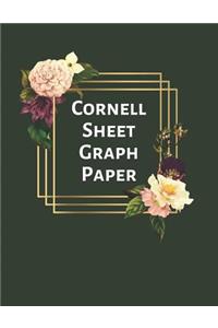 Cornell Sheet Graph Paper: Pretty Dark Green Compositon Notebook Floral Motif