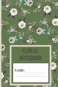 Floral Notebook: White Floral pattern Blank Lined notebook/Journal to write in for flower lovers 120 pages (6 x 9 Inch).