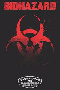 Biohazard Hexagonal Graph Paper And College Ruled Line Paper 120 Pages - 8.5