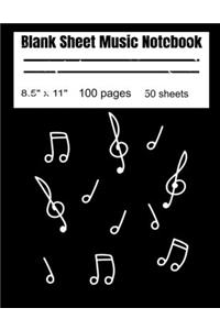 Blank Music Sheet Notebook 8.5