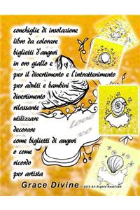 conchiglie di insolazione libro da colorare biglietti d'auguri in oro giallo e per il divertimento e l'intrattenimento per adulti e bambini divertimento rilassante utilizzare decorare come biglietti di auguri o come ricordo per artista Grace Divine