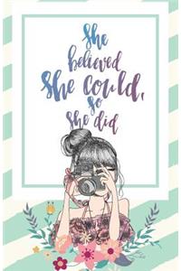 She believe she could so she did, Gold Glitter Dots(Composition Book Journal and Diary)