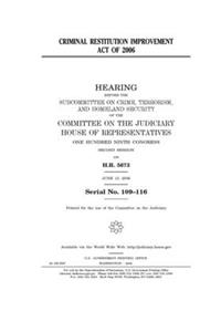 Criminal Restitution Improvement Act of 2006