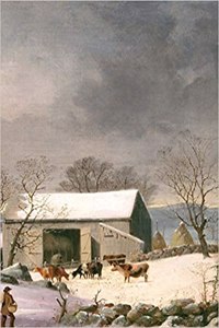Vintage Winter Barnyard Scene School Composition Book 130 Pages