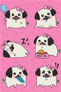 Journal Notebook For Dog Lovers Pug Life - Pink