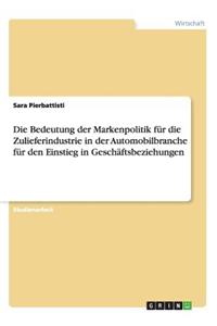 Die Bedeutung der Markenpolitik für die Zulieferindustrie in der Automobilbranche für den Einstieg in Geschäftsbeziehungen