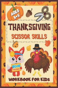 Thanksgiving Scissor Skills Workbook for Kids Ages 3-5